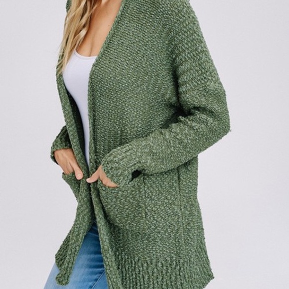 'DALIAH' Olive Popcorn Cardigan - Picture 2 of 3